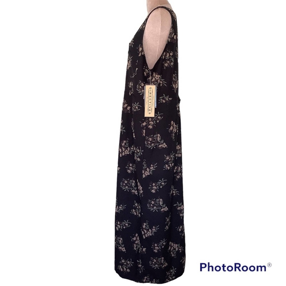 Vintage Sleeveless Long Button Front Floral Print Safari Dress Rayon Buckle Back - Picture 6 of 16